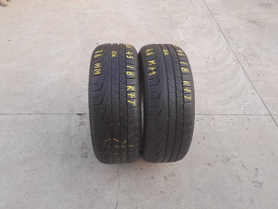 Doua anvelope iarna 225 45 18 pirelli sottozero 2 run flat cu 7,8 mm