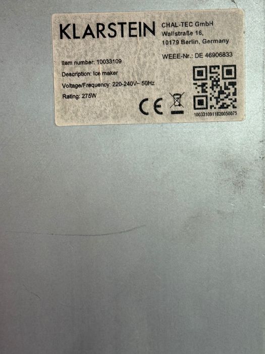 Ледогенератор Klarstein Pro