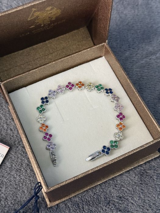 US Polo Assn bratara dama otel inoxidabil cu strasuri colorate noua