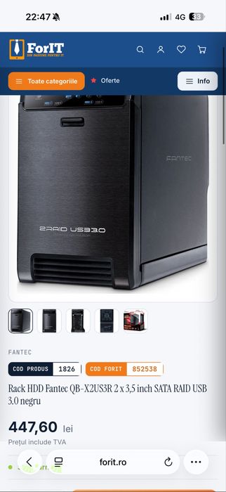 Rack HDD Fantec QB-X2US3R 2 x 3,5 inch SATA RAID USB 3.0 negru