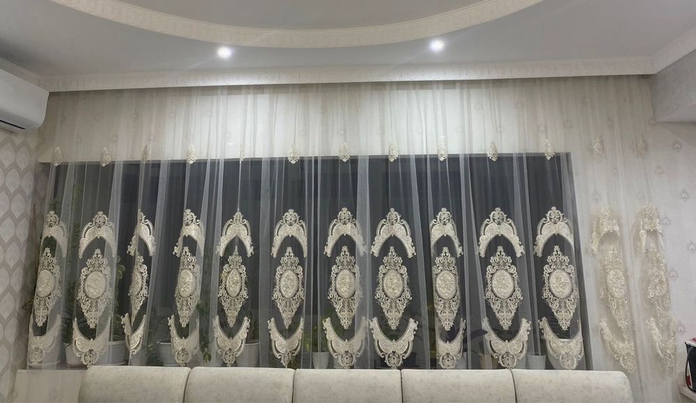Тюль с узорами для 3 м потолков