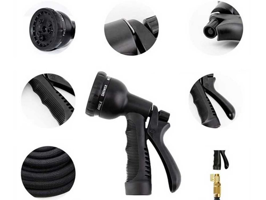 Градински маркуч с воден пистолет, 8 функции и дължина от 30 метра