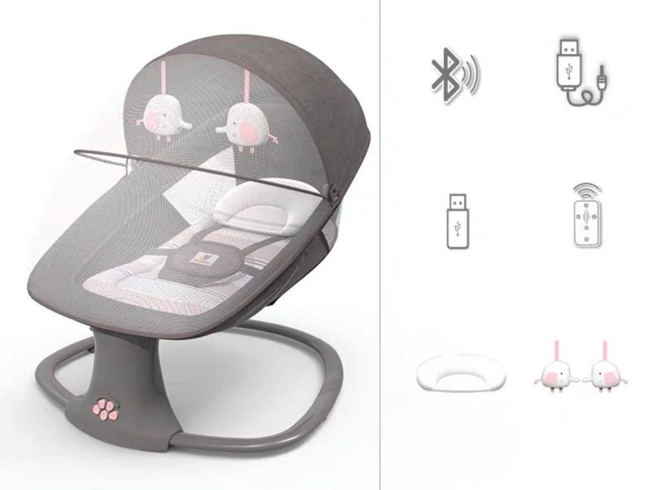 Balansoar electric 3 in 1, cu bluetooth, telecomanda, Mastela - F putin Utilizat