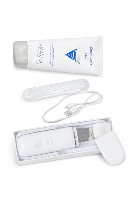 Ультразвуковой скрабер для лица + гель ARAVIA