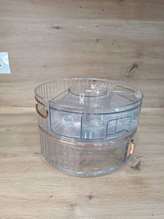 Большая вместительная прозрачная пластиковая вращающаяся полка