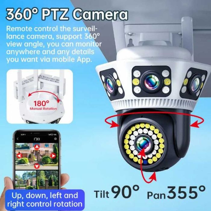 Пълноцветна панорамна 6K Wi-Fi камера за нощно виждане