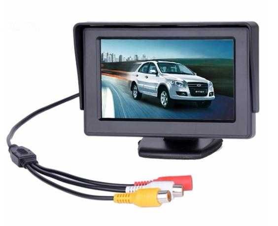 Комплект 4" LCD Видео Монитор Камера Задно Виждане Автомобил Заден Ход Паркиране Нощно Виждане Парктроник 6М Видео Кабел Свързване към Монитор 12V 24V