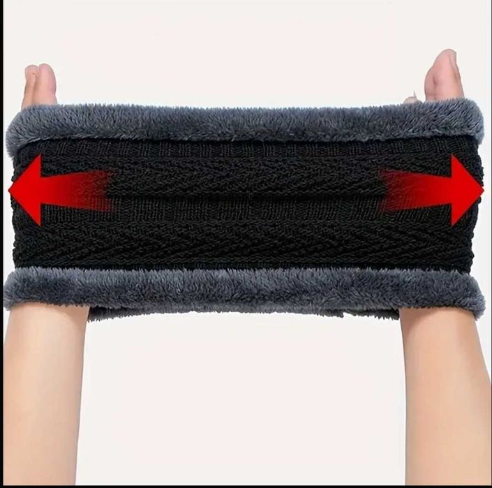 Set caciula, esarfa, manusi din acril moale si captuseala fleece