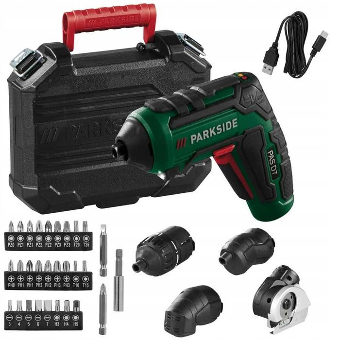 Surubelnita Electrica Parkside Multifunctionala cu Acumulator si accesorii incluse Adaptor de taiere, de Cuplu, Excentric si Unghiular, Servieta