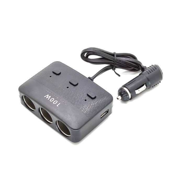 Разклонител за запалка 3-ка + 2 USB 1636