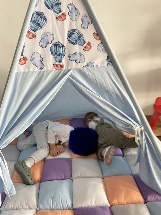 Cort copii teepee + trambulina podea Decathlon
