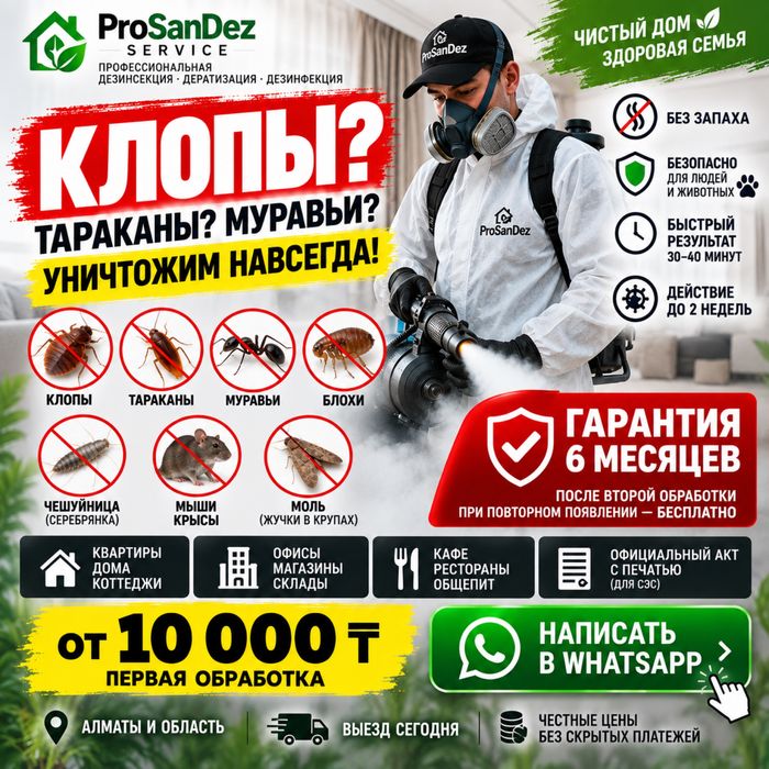 уничтожение клопов тараканов дезинфекция дезинсекция