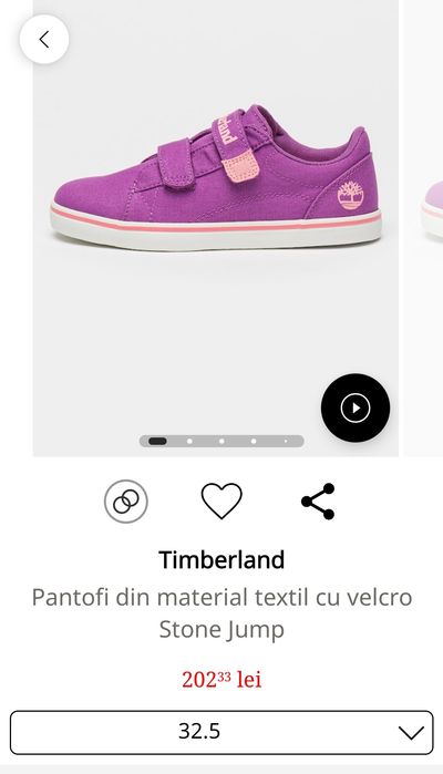 Adidasi mov Timberland 32.5