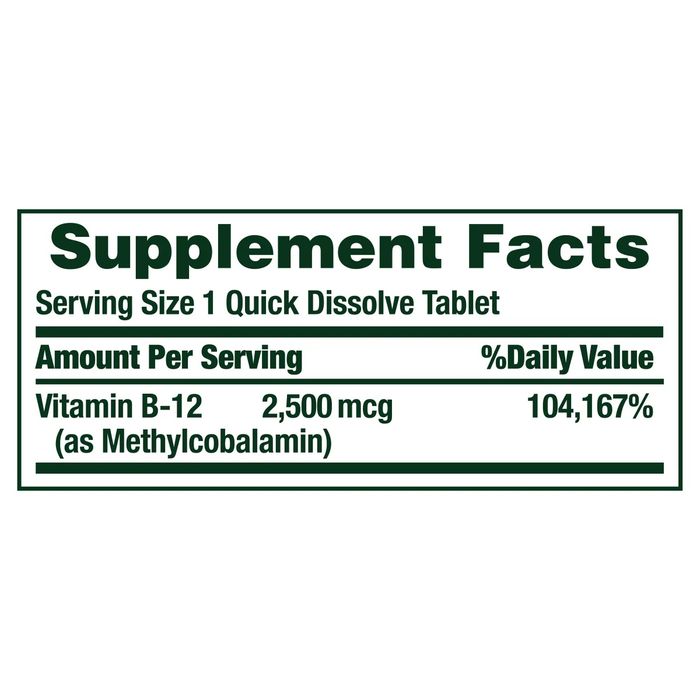 Витамин B-12 Nature's Bounty Vitamin B-12
300 быстрорастворимых таблет