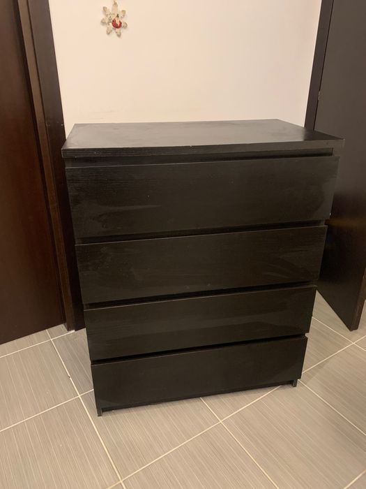 MALM Comodă 4 sertare, negru-maro, 80x100 cm