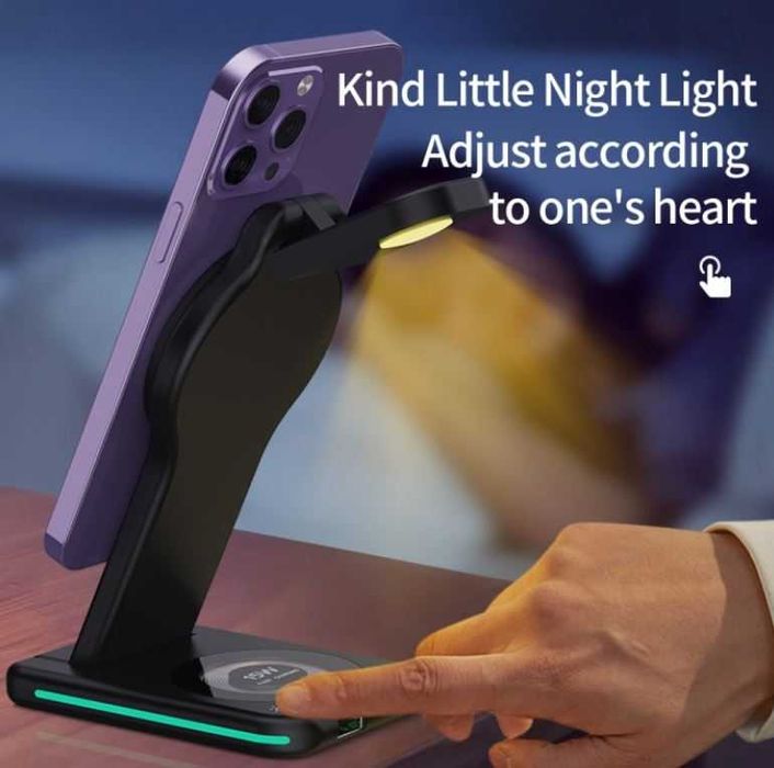 Incarcator Wireless Pliabil Telefon si Ceas Fast Charge 5in1 15w