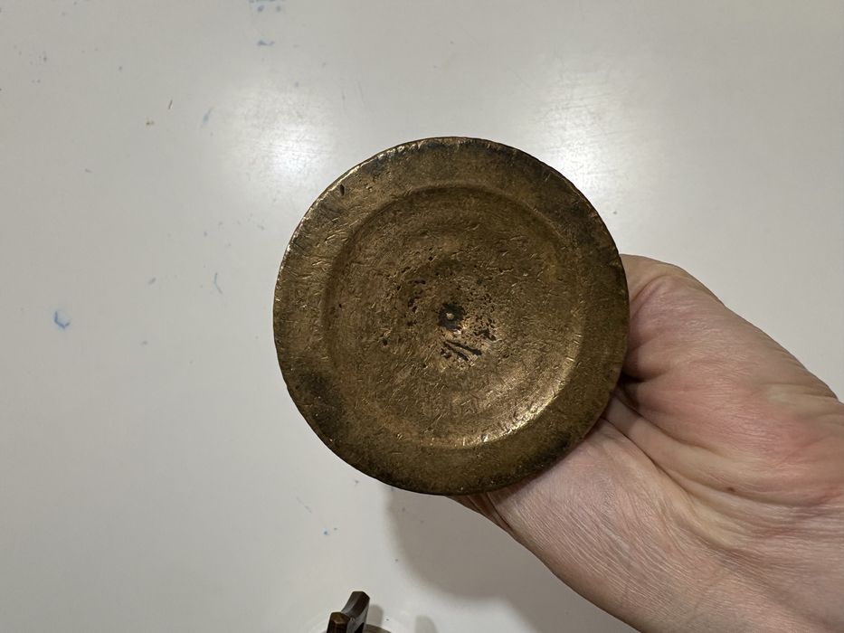 Mojar cu pistil + cupă din alamă – piese vechi, grele, stare bună