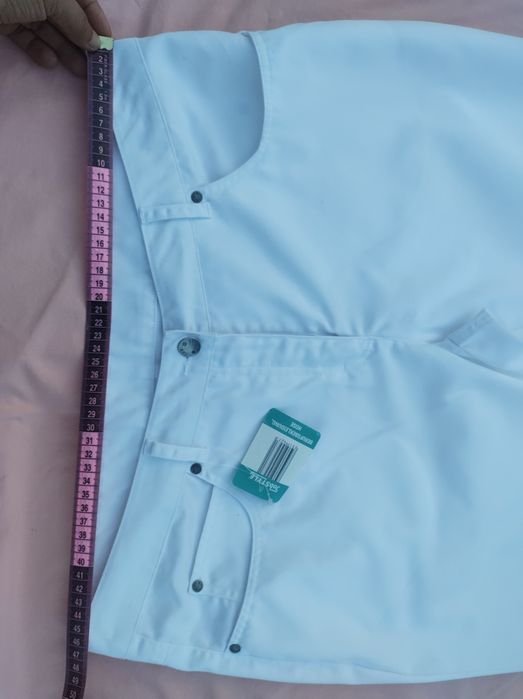 2 perechi Pantaloni jeans albi dama mixt bumbac sau pantaloni medicali infirmiera asistenta + blugi