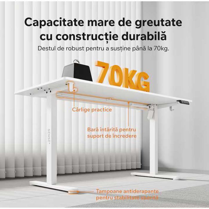 Birou electric pentru calculator cu înălțime reglabilă. 140 x 70 cm