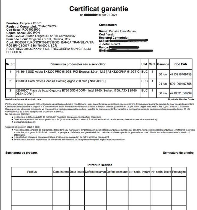 Placa de baza GIGABYTE B760 DS3H DDR4, LGA 1700, Garantie