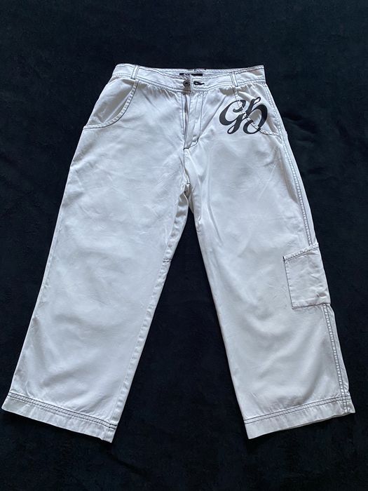 Pantaloni albi print hip hop 90’s rap cargo