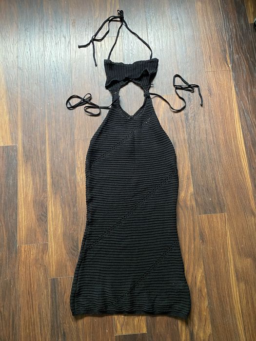 Черна плетена лятна рокля