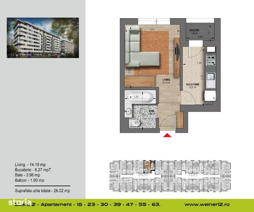 Garsoniera la cheie Weiner 18- decomandata-