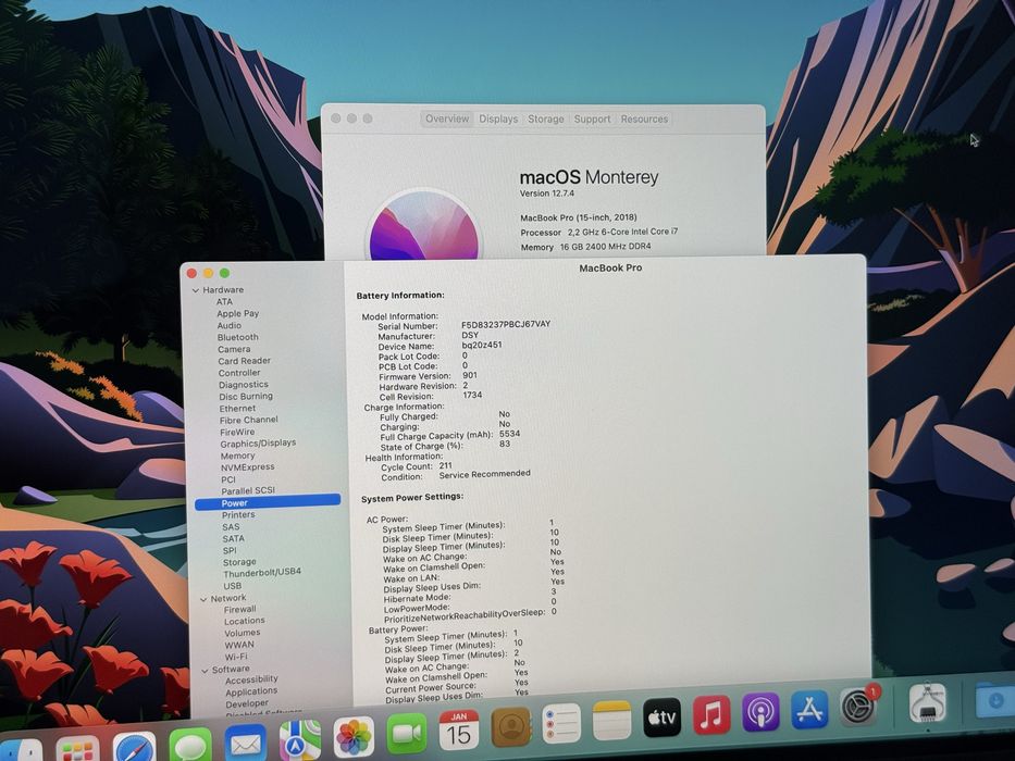 15.4'Macbook Pro 15 2018 Touchbar/Core i7/16GB DDR4/Radeon 555X/256GB