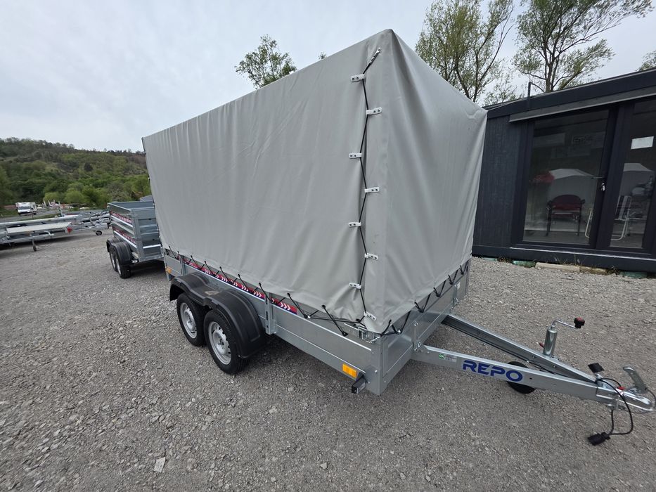 Remorca 3100x1600x1500 mm cu prelată dublu ax 750 kg