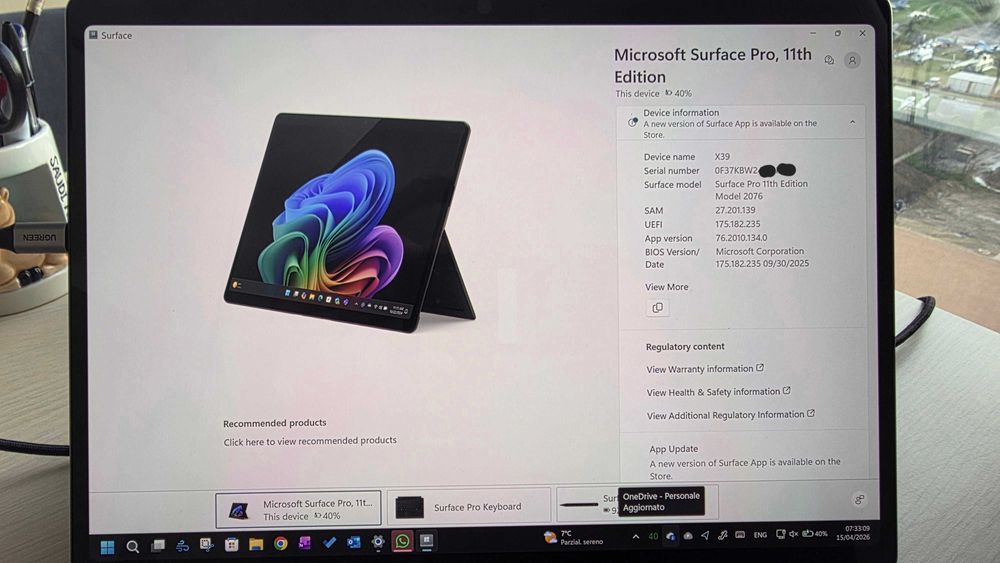 Microsoft Surface Pro 11th Ed Snapdragon X Elite + Keyboard + Pen / Schimb