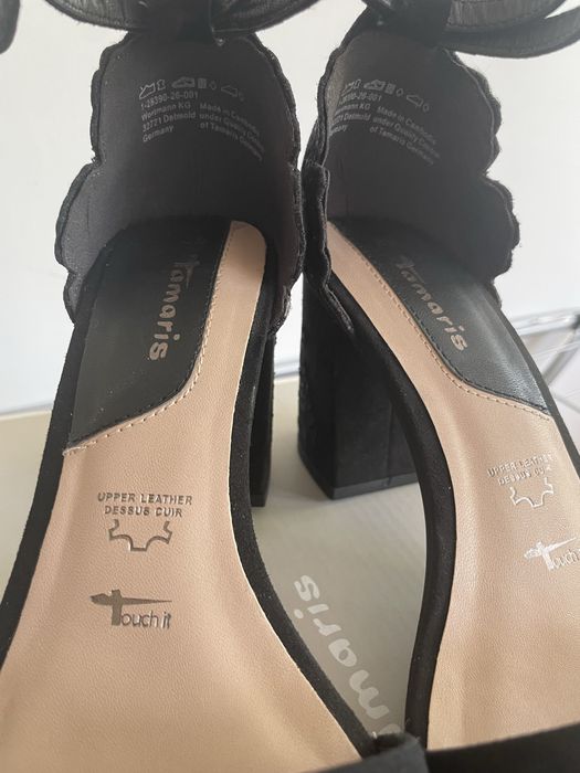 Sandale noi piele intoarsa Tamaris