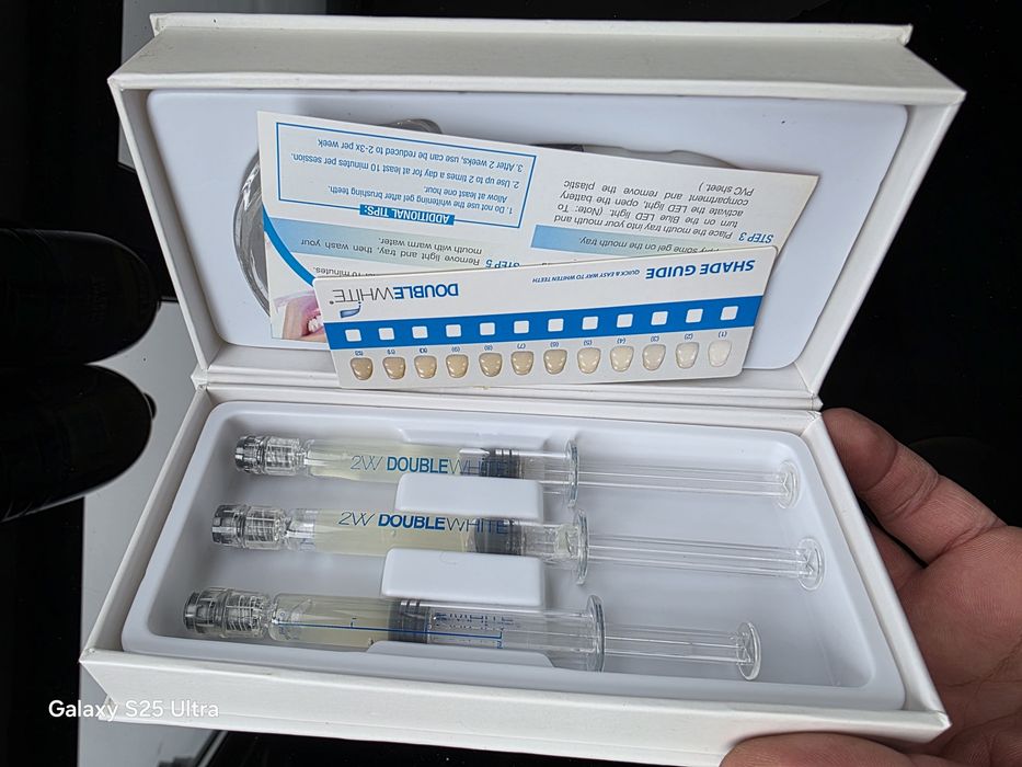 Kit pentru albirea dintilor, Aparat cu 5xLED, Gel de albire fara perox