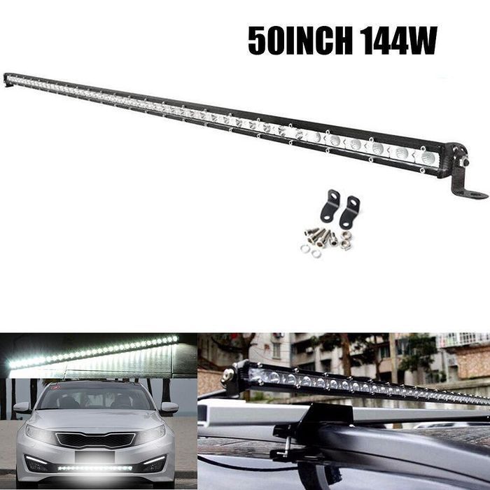 LED бар 129см 144W Тънък Едноредов Прожектор 12-24V