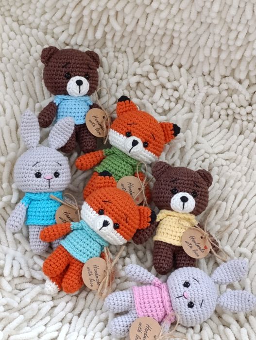 Карманные игрушки вязанные крючком hand  made