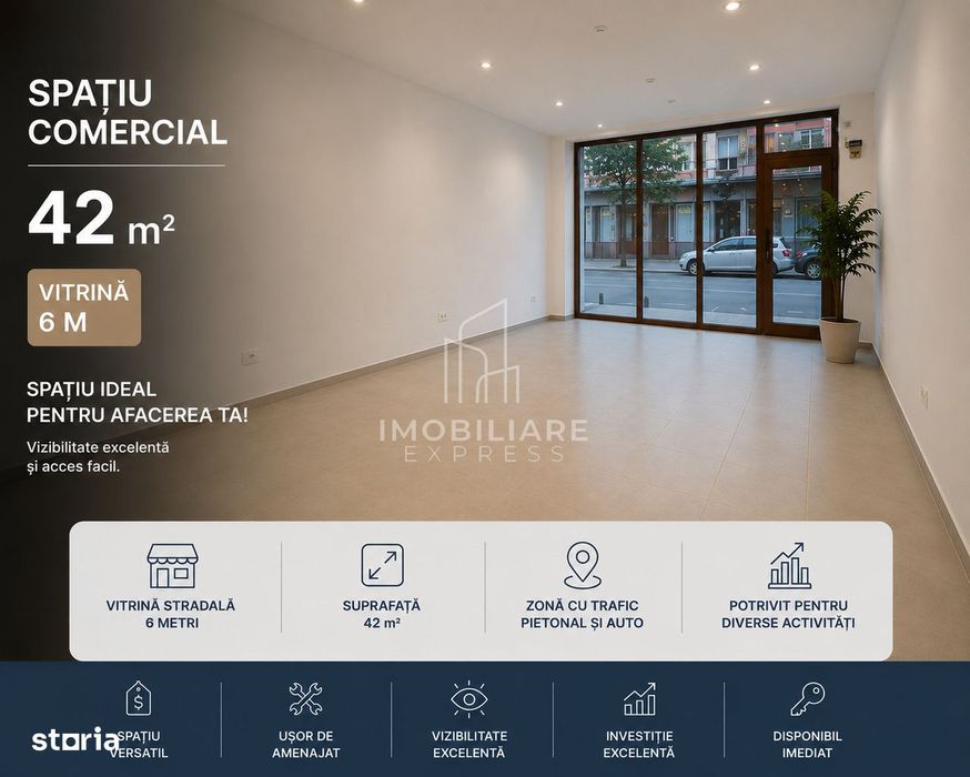 Spatiu comercial 42 mp cu vitrina