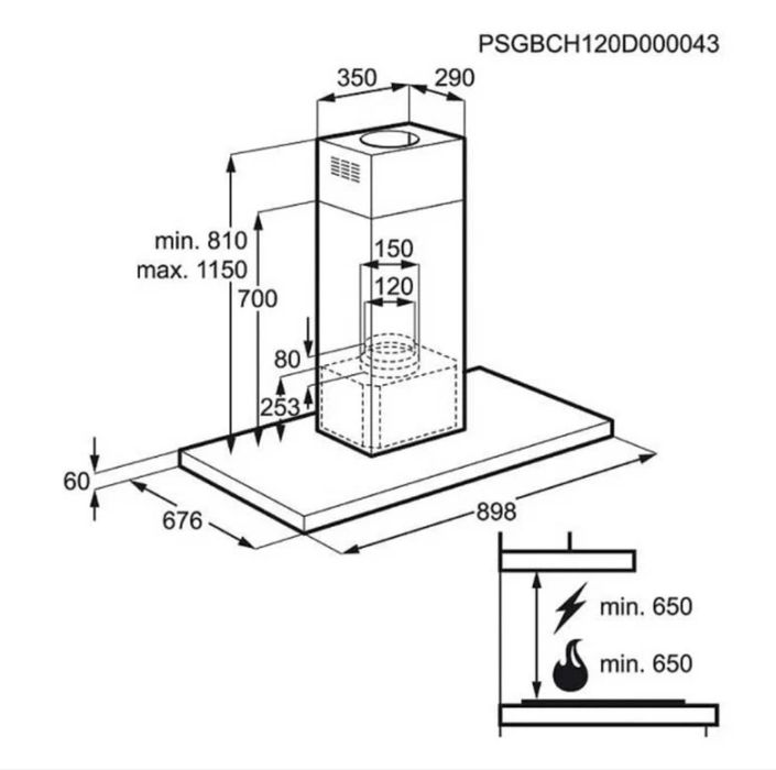 Hota insula AEG DI7490M, 660 m³/h, 90 cm