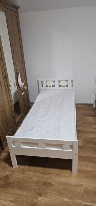 Pat copii ikea alb cu saltea si somiera