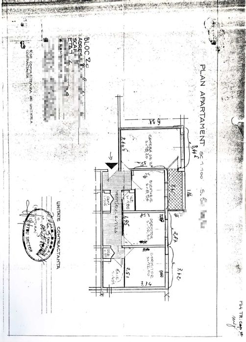Apartament 3 camere decomandat, 68 mp, etaj 2/4 – Piața Sudului – Berceni – Str. Ciochina