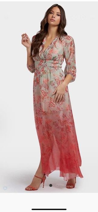 Guess Дълга и ефирна копринена рокля