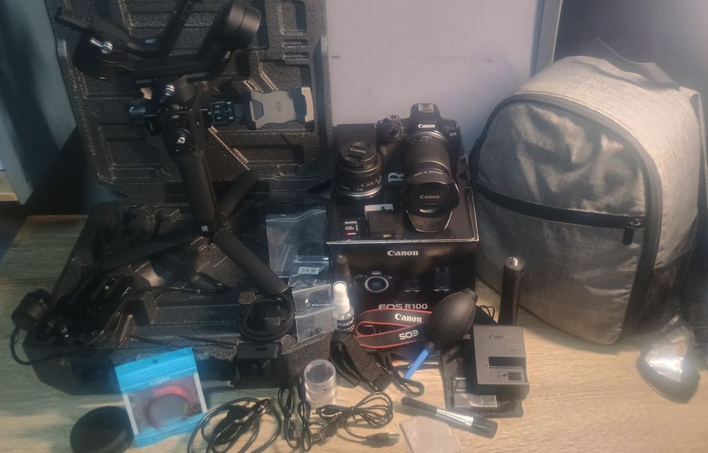 Canon R100 + 2 Obiective RF + DJI Ronin SC | Kit complet foto/video