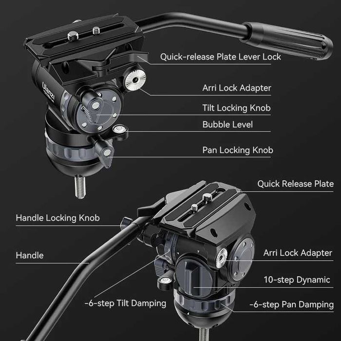 Професионален карбонов видео статив с флуидна глава Ulanzi T046