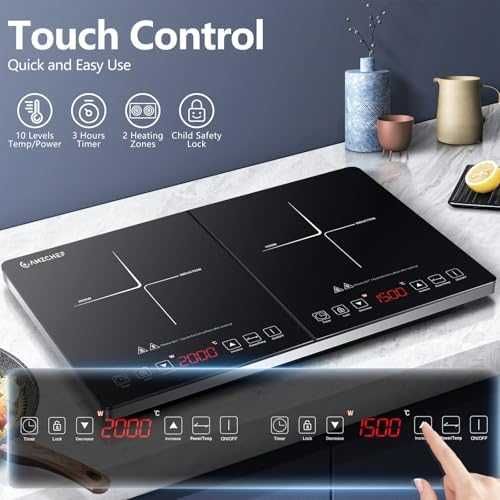 Двоен индукционен котлон AMZCHEF 3500W таймер