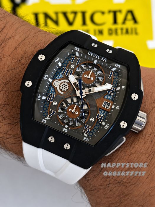 INVICTA Racing Strada Black/White 47 mm, Инвикта нов мъжки часовник