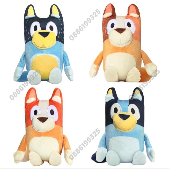 Комплект Плюшена играчка Блуи и Бинго + фигурки Блуи и Бинго