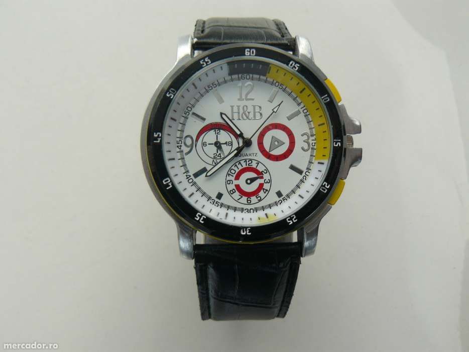 CEAS BARBATI H&B ,SC 05,Nou, Mecanism Quartz,Curea Din Piele Ecologica