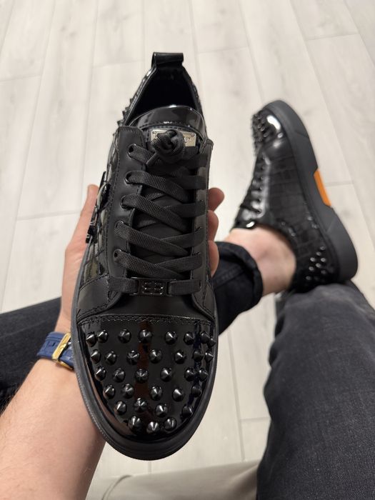 Adidasi Barbati Philpp Plein Full Negru Lucios!