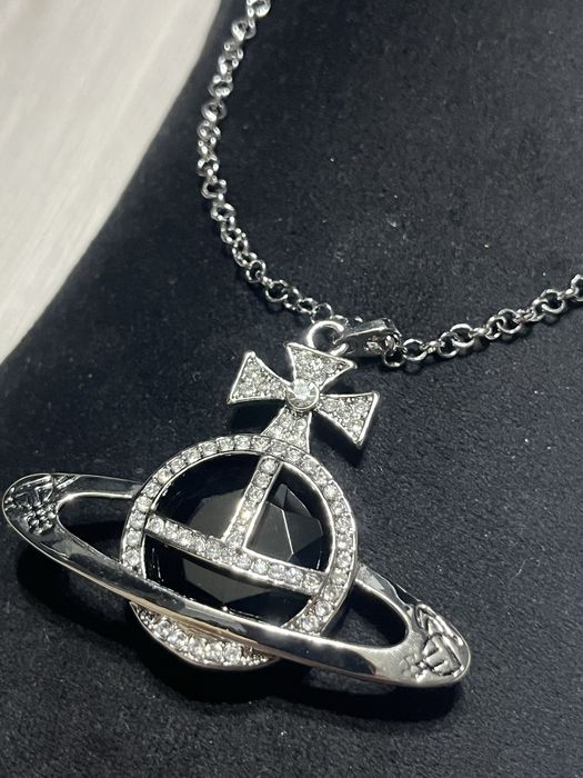 Lant Vivienne Westwood Orb Negru Iced Out Nou