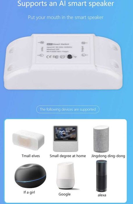 Intrerupator inteligent Releu Smart Switch Wireless Tuya Alexa Google