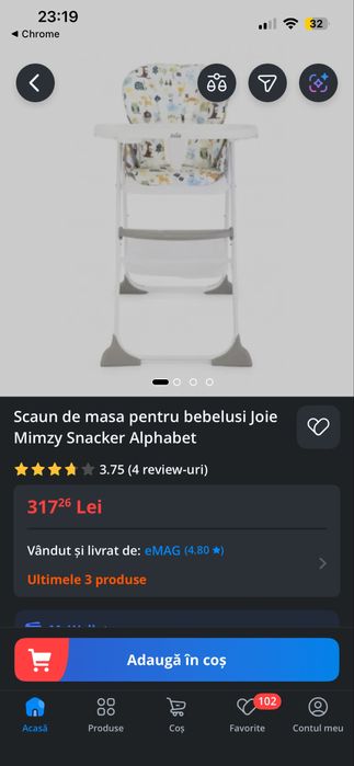 Scaun de masa Joie mimzy snacker alphabet