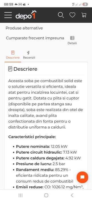 soba de gatit centrala 12 kw